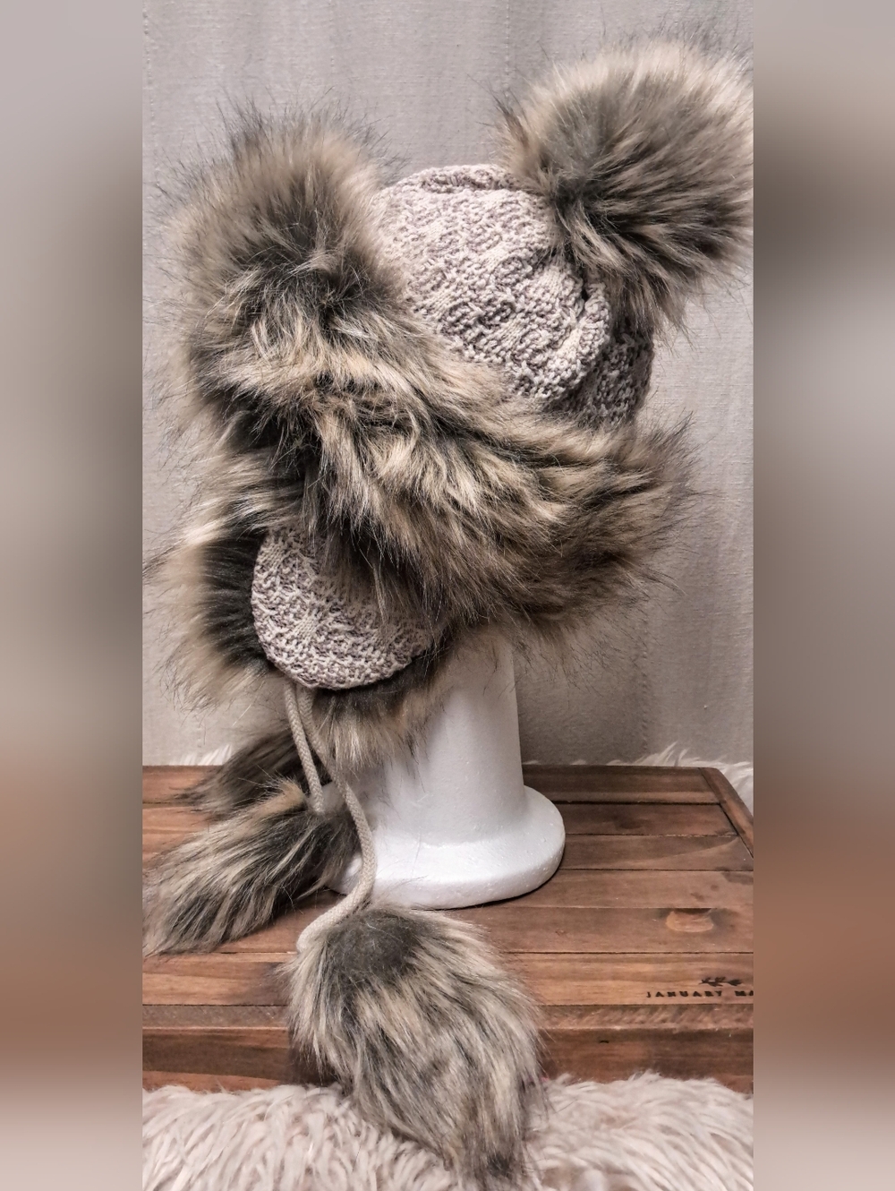 Wool Blend Polish Faux Fur Trapper Hat OS